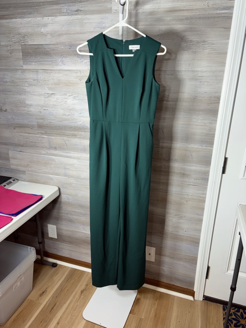 Calvin Klein Dark Green Sleeveless V-Neck Jumpsuit 1905